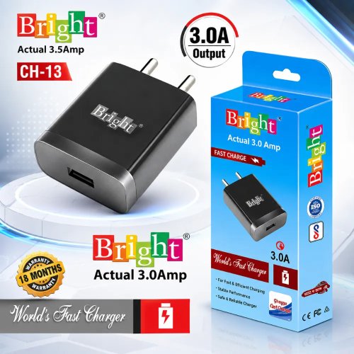3.0 Amp Fast Charging Wall Adapter 12W USB Power Charger Manufacturers, Wholesale Suppliers in Baghpat