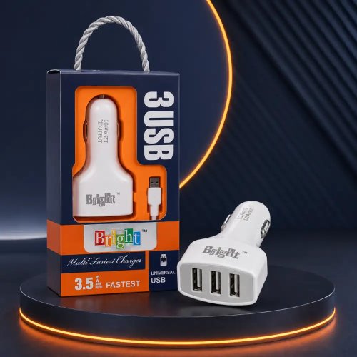 3.5A Triple Port USB Car Charger Multi-Fast Universal Vehicle Auto Adapter with Cable Manufacturers, Wholesale Suppliers in Nagpur