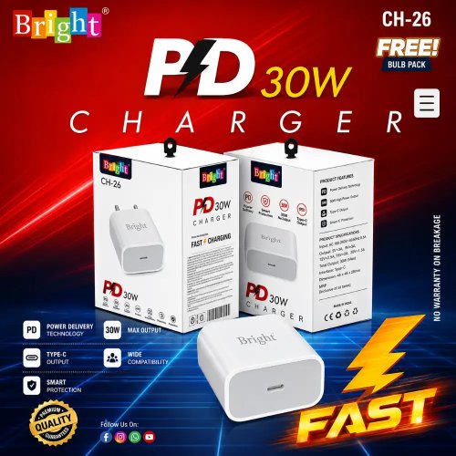 30W USB Type C PD Fast Charger Travel Charging Adapter For Smartphones Manufacturers, Wholesale Suppliers in Nagpur