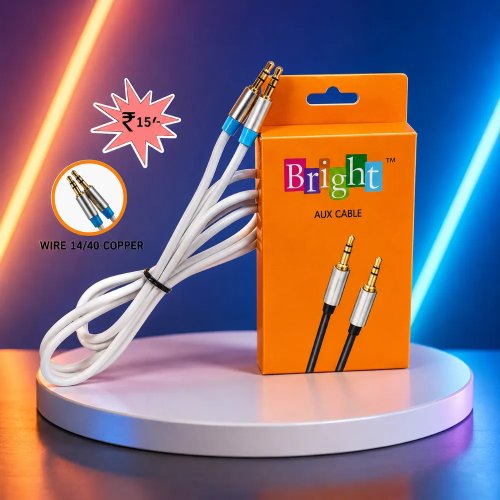 Bright AUX Cable 3.5mm Male to Male Stereo Audio Cord Manufacturers, Wholesale Suppliers in Baghpat