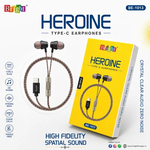 Bright Heroine Type-C Wired Earphones With Deep Bass And HD Spatial Sound Manufacturers, Wholesale Suppliers in Itanagar
