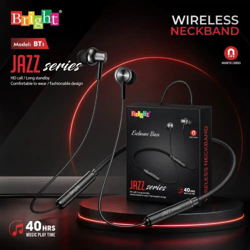 Bright Wireless Bluetooth Neckband Earphones With In-Ear Design Manufacturers, Wholesale Suppliers in Nagpur