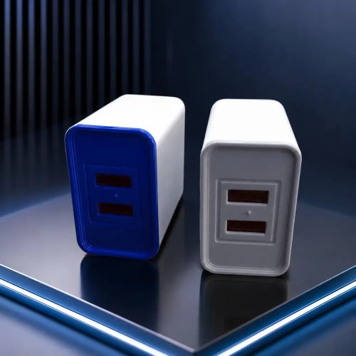 Dual USB Port Travel Charger White ABS Mobile Charging Adapter Manufacturers, Wholesale Suppliers in Nagpur