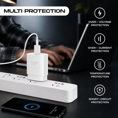 Multi Protection Mobile Charger White With Safety Protection Features Manufacturers, Wholesale Suppliers in Baghpat