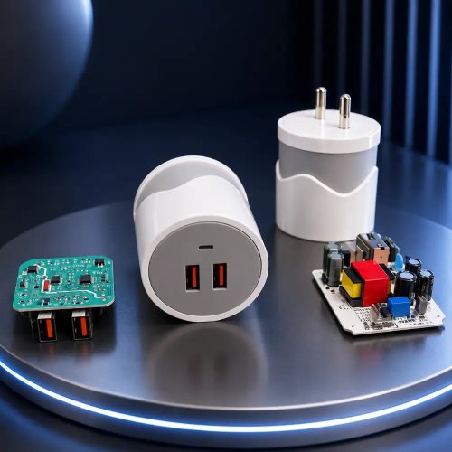 White Dual USB Mobile Charging Power Adapter With 5V DC Output Manufacturers, Wholesale Suppliers in Baghpat